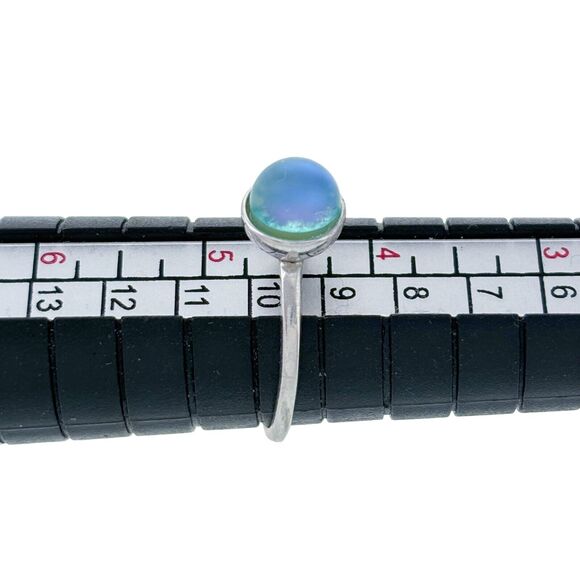 Vintage Sterling Silver 925 6mm Blue Glass Ring Size 4.5 - Picture 5 of 7